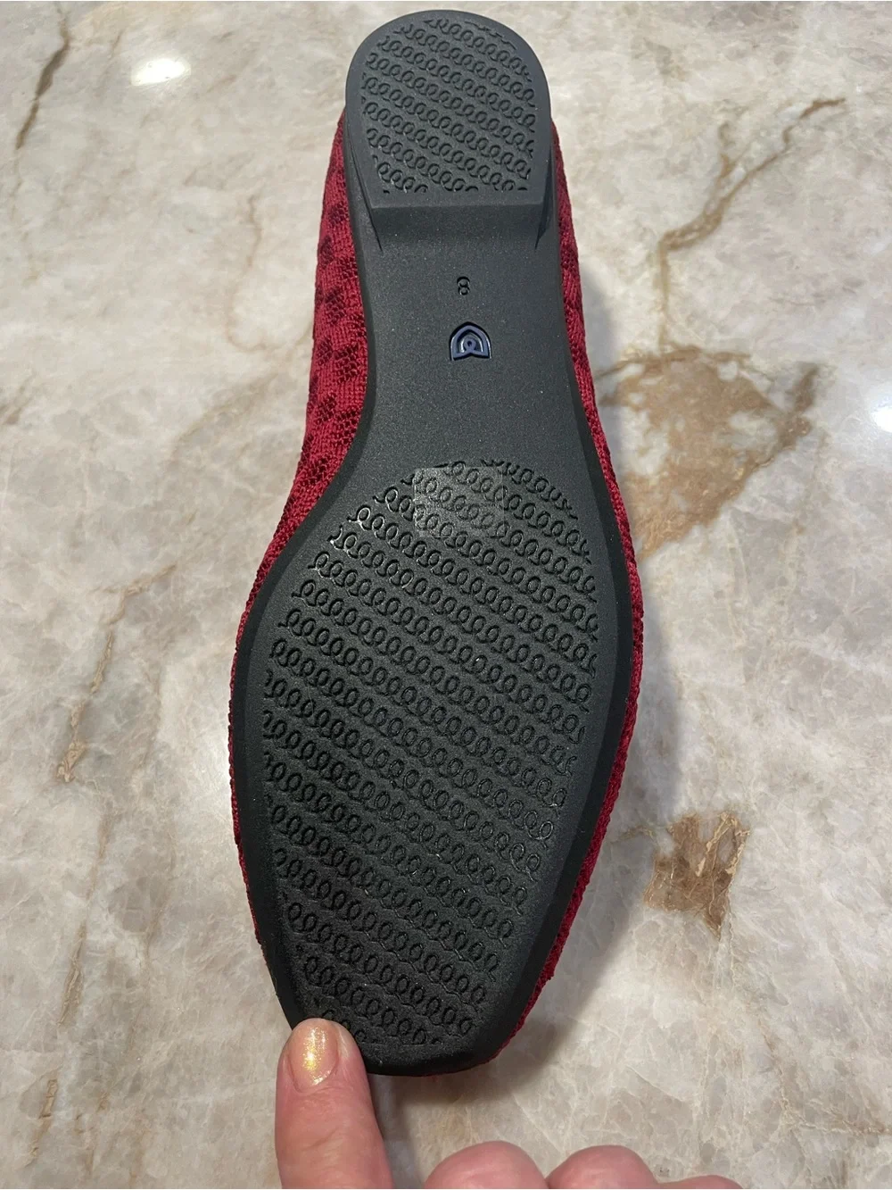 Rothy's The Max Square Women's Burgundy Knit Square-Toe Ballet Flats NWOT